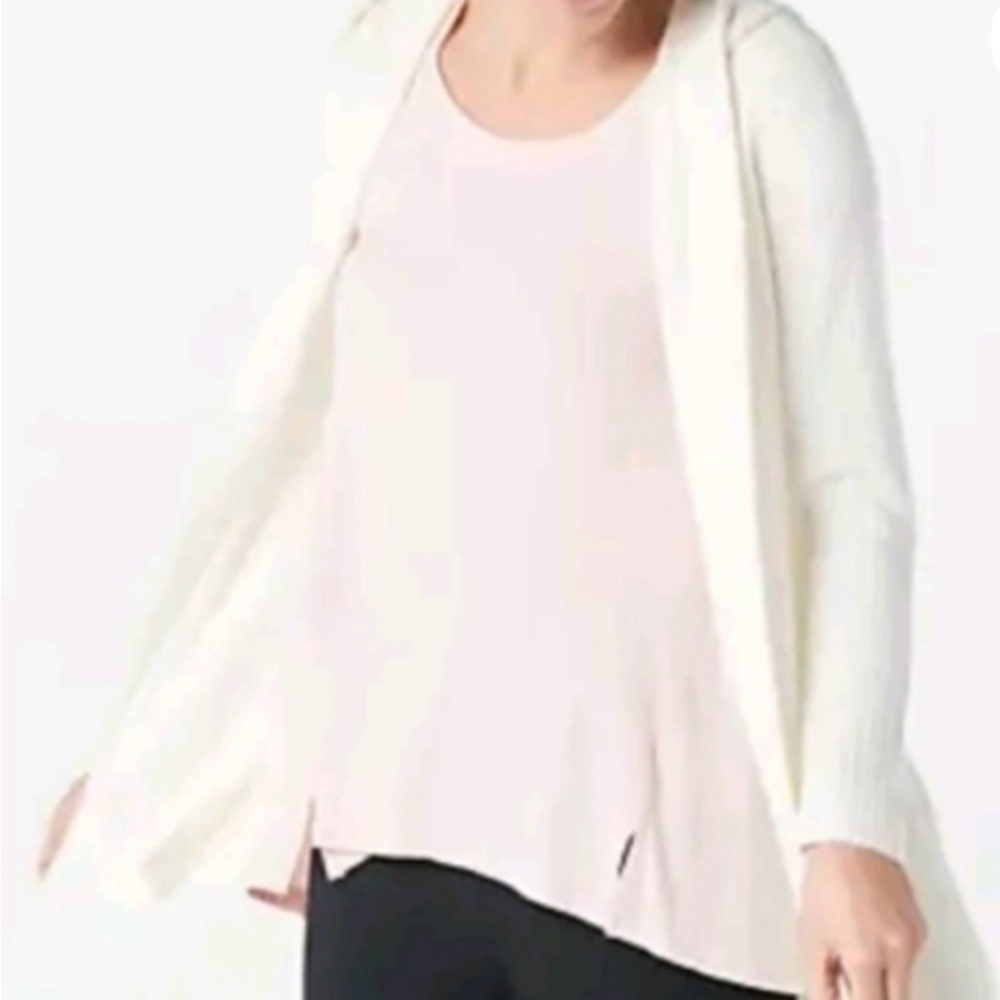 Barefoot Dreams CozyChic Lite Relaxed Hooded Cardi w/pocket, excellent cond!